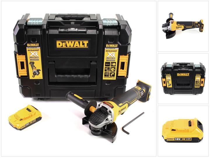 Actual product image DeWalt DCG 406 NT Battery angle grinder 18V 125mm Brushless + 1x battery 2,0Ah + TSTAK - without charger (125 mm)