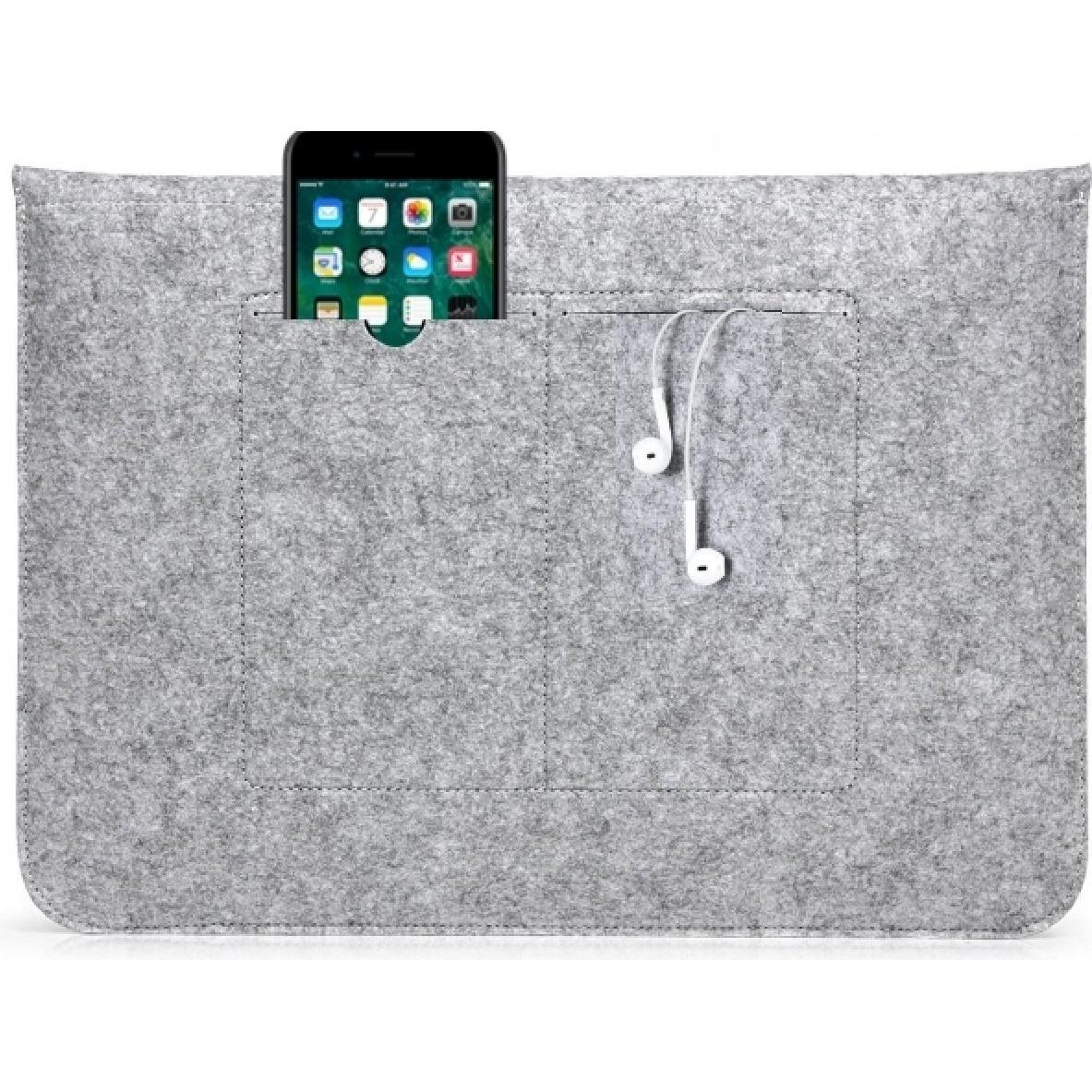 Screenguard 2-in-1 Felt Sleeve Macbook & Notebook 12" 11" Tasche aus Filz (12", Apple), Notebooktasche, Grau