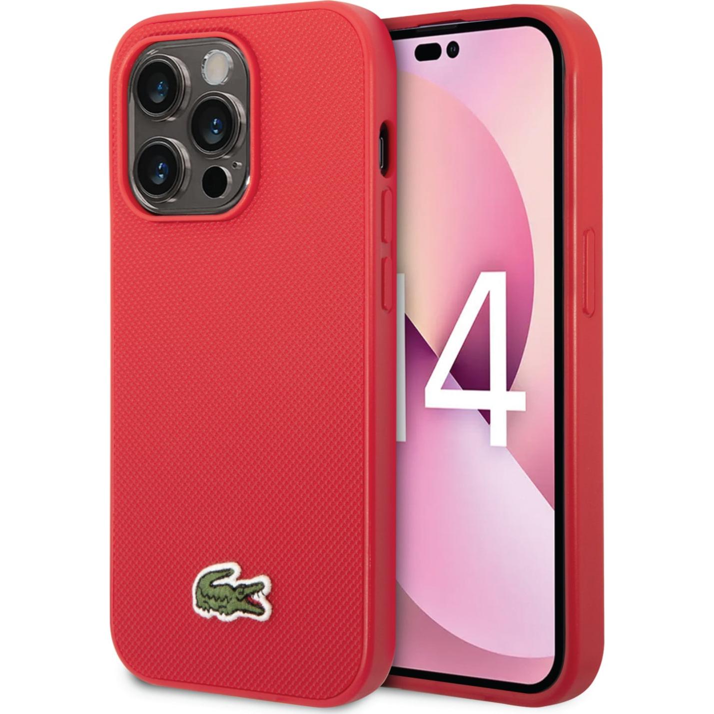 Lacoste 14 Pro Max Iconic Petit Pique Logo Case for iPhone (Apple iPhone 14 Pro Max), Smartphone Hülle, Rot