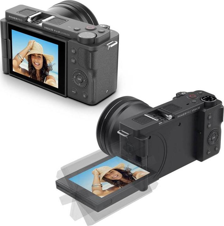 Immagine prodotto Easypix PowerPro VX6430 Flip Screen La telecamera bridge intelligente con schermo ribaltabile (4.9 - 49 mm, 8 Mpx)