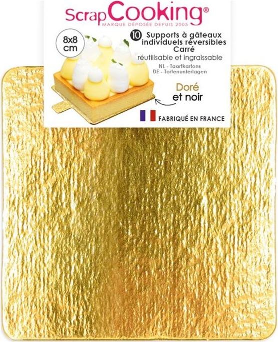 Produktbild ScrapCooking 10er Set Tortenhalter gold/schwarz quadratisch 8cm