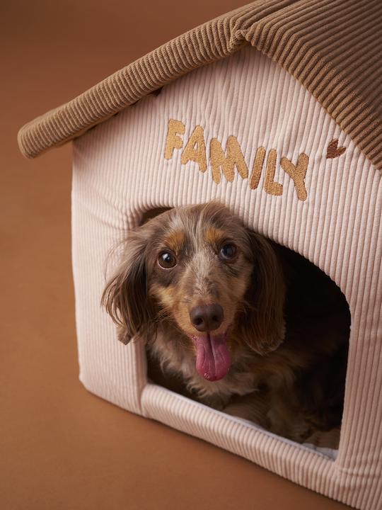 Actual product image Vertbaudet Hundehütte aus Cord FAMILY, Dach abnehmbar (Dog house)