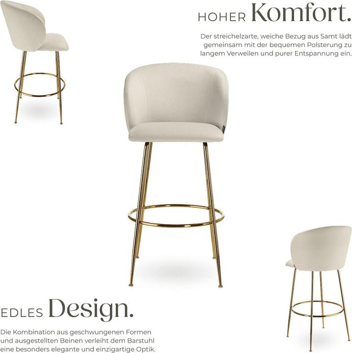 Actual product image tectake Bar stool Luana, with backrest, velvet look
