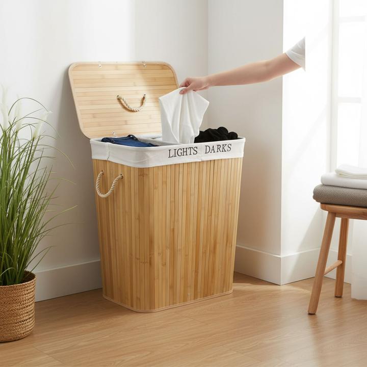 Actual product image Relaxdays Bamboo laundry bin (105 l)