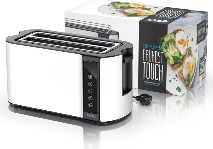 Image du produit Arendo Toaster Edelstahl 4-Scheiben Langschlitz, Touchpanel, Display mit Restzeitanzeige, Brötchenaufsatz
