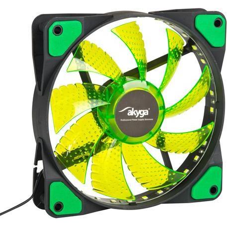 Akyga Wentylator systemowy AW-12E-BG 120 (120 mm, 1 x), Ventola PC, Nero, Verde