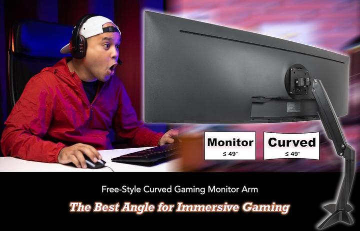 Actual product image Aavara Monitor stand for ultrawide curved LED 49 inch Comb pack clamp grommet base curvature 1000R (Table, 49")