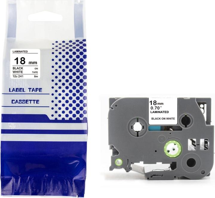 Hermex Alternatives Etikettenband zu Brother TZe-241 Beschriftungsband (1.80 cm, Weiss)