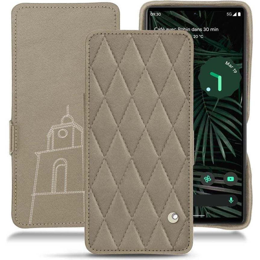 Noreve Lederschutzhülle horizontal (Google Pixel 6 Pro), Smartphone Hülle, Beige