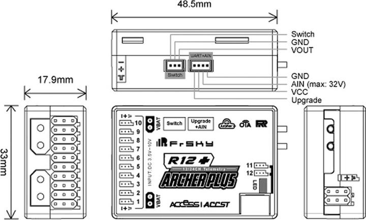 Produktbild FrSky Empfänger Archer Plus R12+ 2,4Ghz