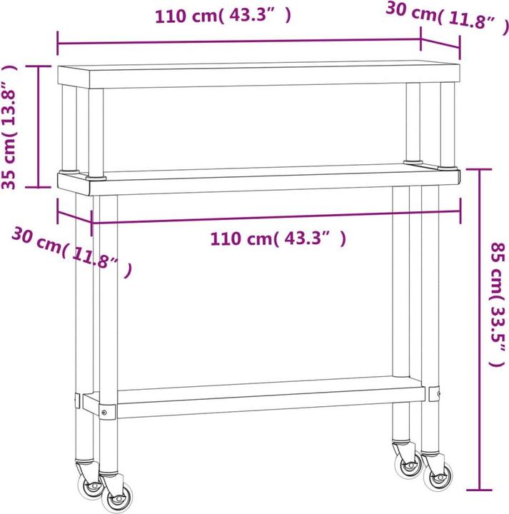 Actual product image vidaXL Küchentisch (30 cm, 110 cm)