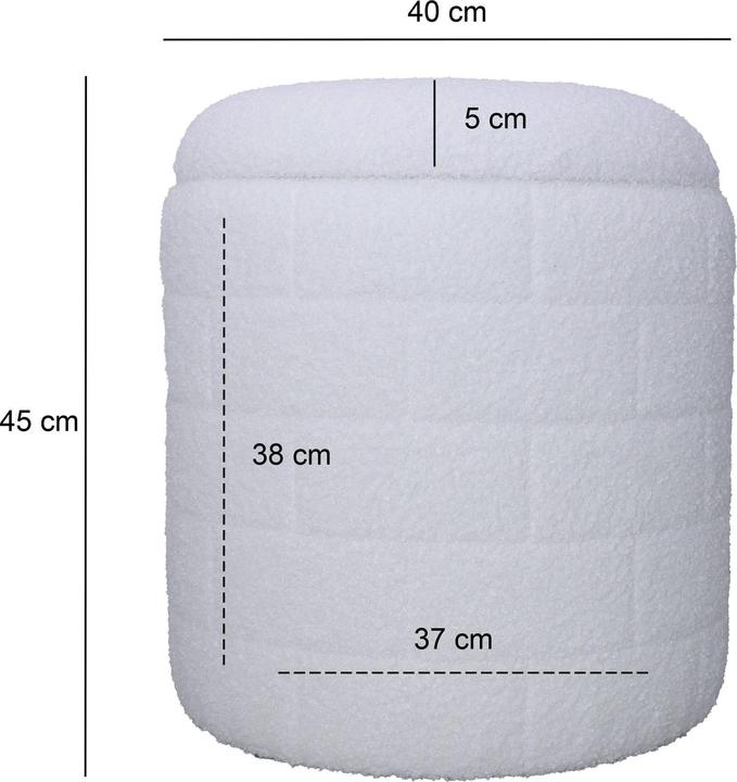 Produktbild FineBuy Sitzhocker Stoffhocker mit Stauraum 40 cm Weiss rund abnehmbarer Deckel
