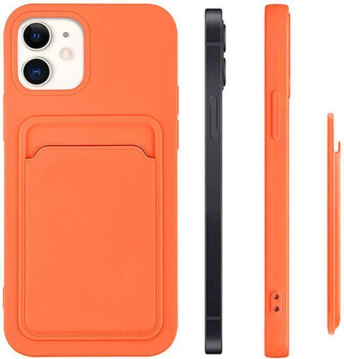Actual product image Hurtel Card Case Silicone Wallet Wallet with Card Slot Documents for iPhone 12 Pro Max Orange (Apple iPhone 12 Pro Max)