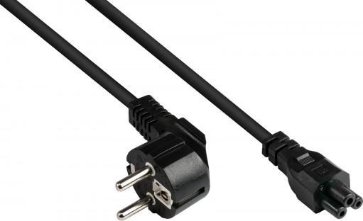 Good Connections Netzkabel Schutzkontakt-Stecker Typ E+F (CEE 7/7, gewinkelt) an C5 (gerade) für Notebook, schwarz, 0 (3 m, CEE 7/7)