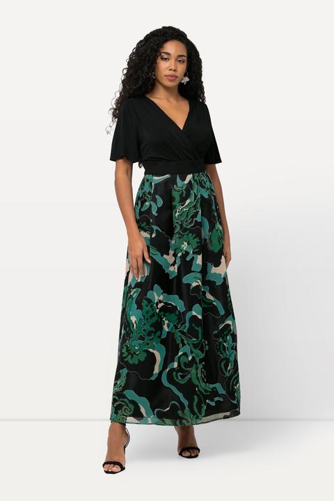 Produktbild Ulla Popken Ausbrenner-Maxikleid, A-Linie, V-Ausschnitt, Halbarm (50, 52)