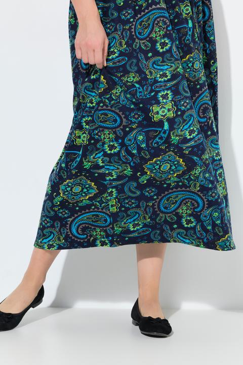 Produktbild Ulla Popken Jerseykleid, Paisley, A-Linie, V-Ausschnitt, 3/4-Arm (42, 44)