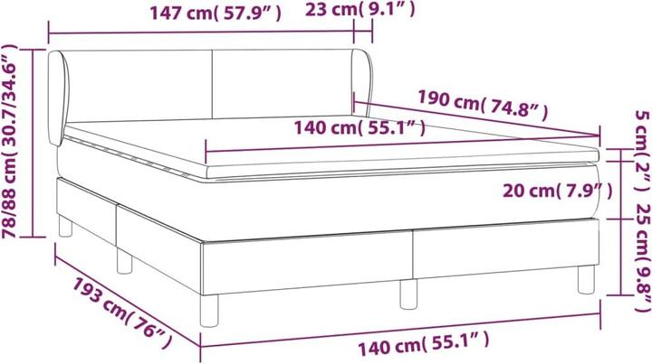 Produktbild vidaXL Boxspringbett (140 x 190 cm)