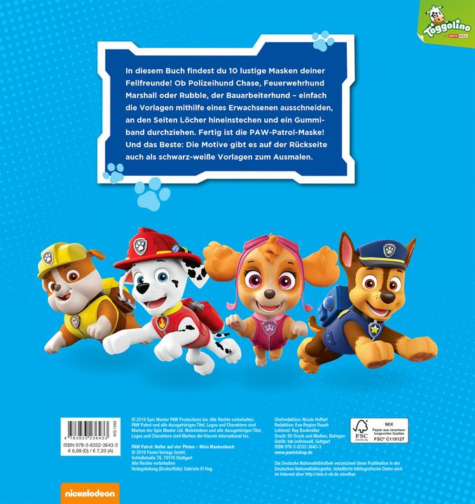 Produktbild Panini PAW Patrol: Mein Maskenbuch (Deutsch, Eva-Regine Rauch, Nicole Hoffart, 2018)
