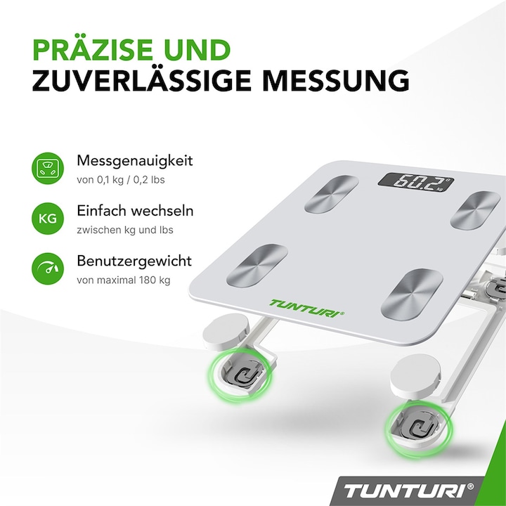 Actual product image Tunturi SC30 Intelligente Analyse-Waage mit APP (180 kg)