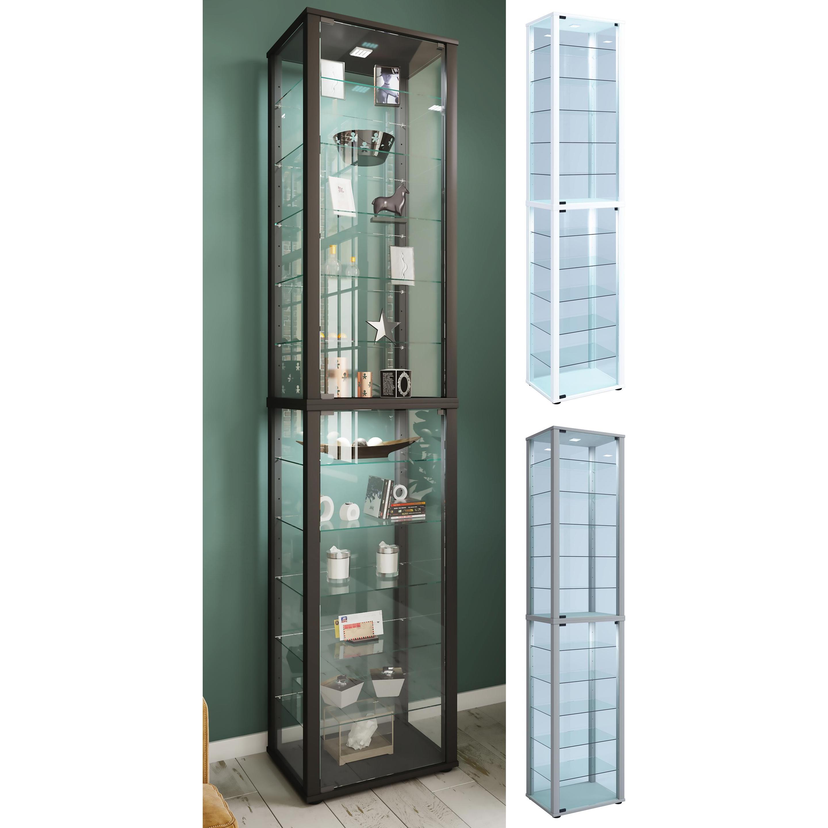 VCM, Vitrine + Buffetschrank, Sammel Stand Vitrine Holz Glas Kavis XXL (227 x 50 x 38 cm)
