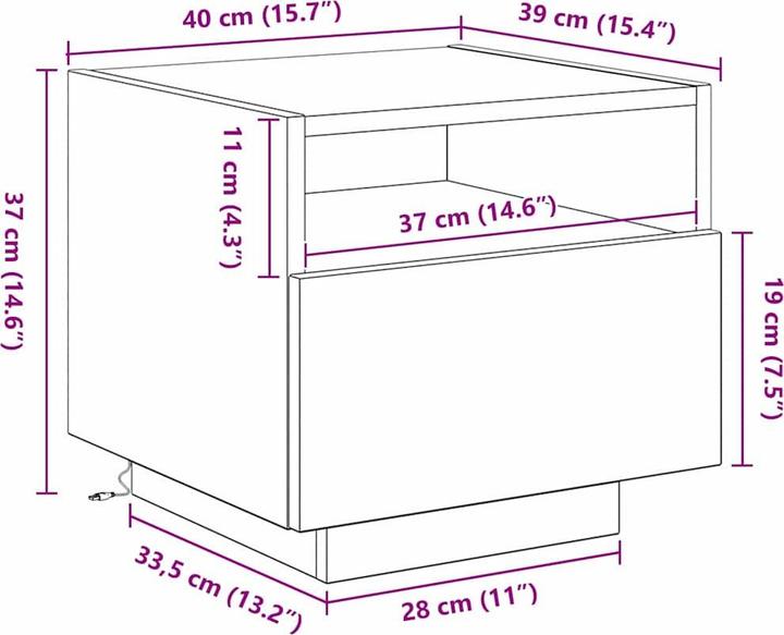Actual product image vidaXL Bedside table (40 x 39 x 37 cm)