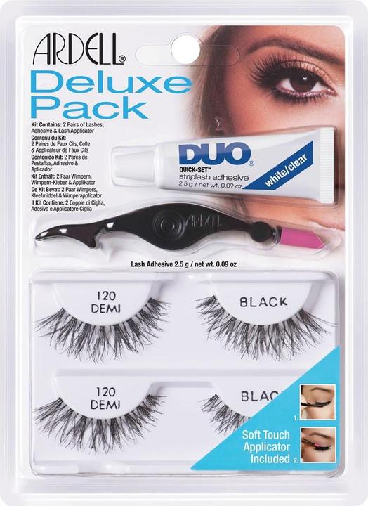 Actual product image Ardell Lashes Deluxe Pack 2 Pairs Of Lashes No. 120 + Adhesive + Lash Applicator / 4 pcs. (Artificial eyelashes)
