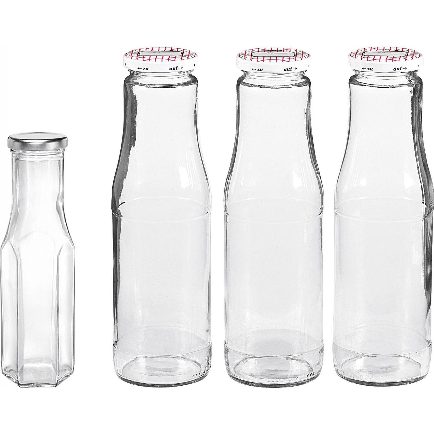 Emsy Saftflasche mit 53mm TO-Deckel 750 ml 3er Pack, Einmachgläser, Transparent