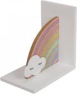 Actual product image Ootb wooden bookend, rainbow with cloud
