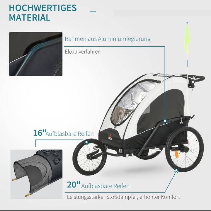 Produktbild Homcom 2 in 1 Fahrradanhänger für 2 Kinder