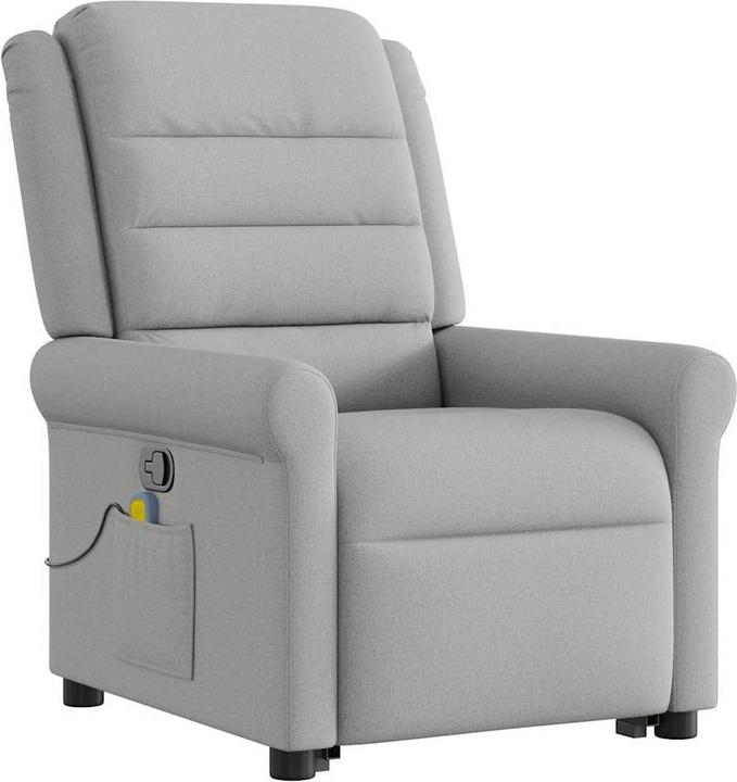 Immagine prodotto vidaXL Poltrona massaggiante con ausilio per la risalita in piedi in tessuto grigio Cloud