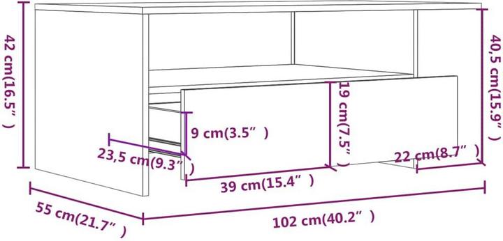 Image du produit vidaXL Couchtisch (102 x 55 x 42 cm)
