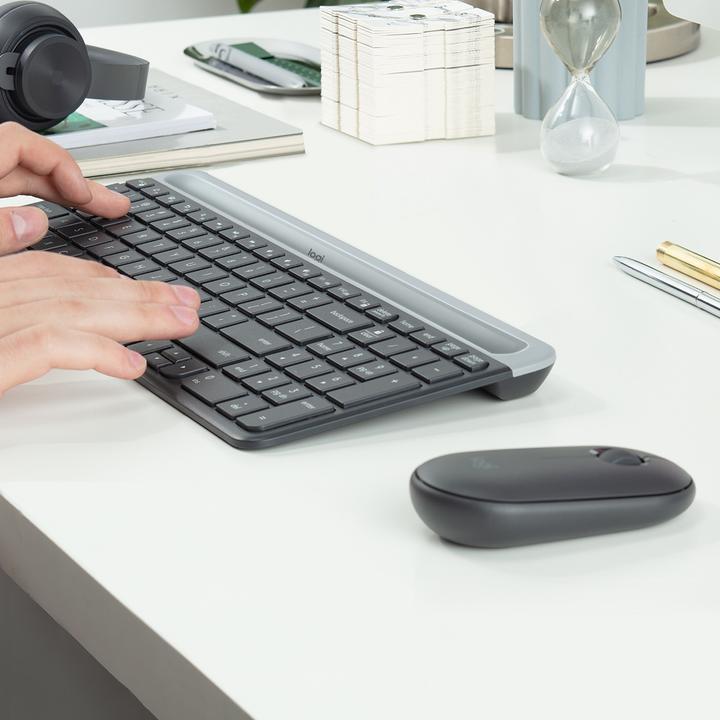 Image du produit Logitech Clavier et souris sans fil MK470, Graphite Sp., US (ING. Int., Sans fil)