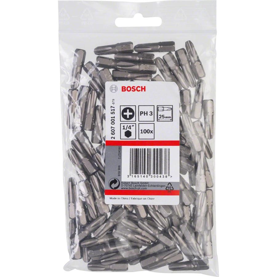 Thumbnail - Bosch Professional Zubehör, Bits, Schrauberbit Extra-Hart PH 3, 25 mm, 100er-Pack (Kreuz Phillips PH M3)