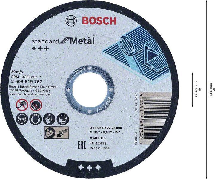 Immagine prodotto Bosch Zubehör Accessori 2608619767 2608619767 Disco da taglio diritto 125 mm 1 pz. In metallo