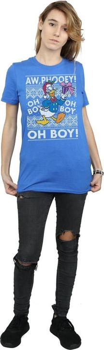 Actual product image Disney Womens/Ladies Donald Duck Christmas Fair Isle Cotton Boyfriend T-Shirt (S)