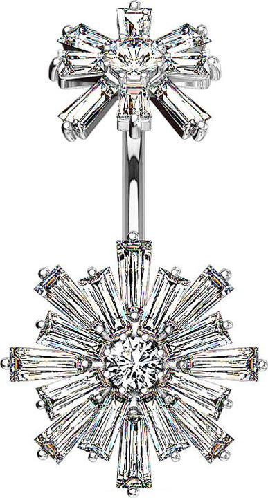 Immagine prodotto Star Piercing Filo interno Banana argento doppio fiore di cristallo (Ottone, Acciaio chirurgico 316L)