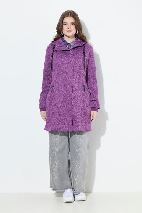 Image du produit Ulla Popken Veste en maille polaire à capuche. Poches zippées et fermeture à glissière à double sens. (54)
