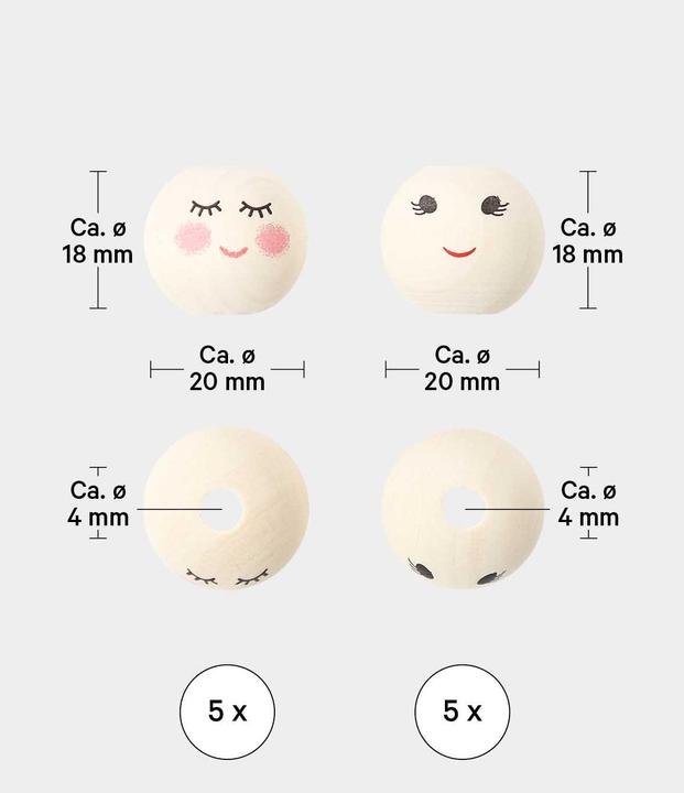 Immagine prodotto I Am Creative Holzperlen Gesicht, Träumend