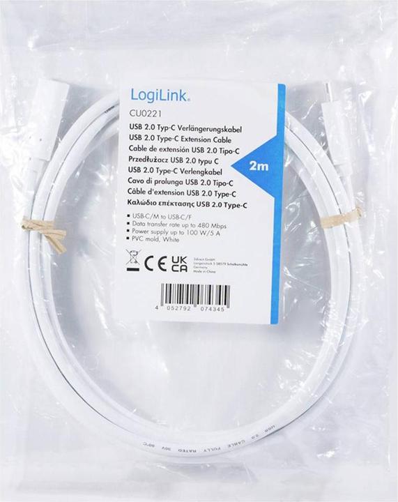 Produktbild LogiLink USB C — USB C (2 m, USB 2.0, 100 W)