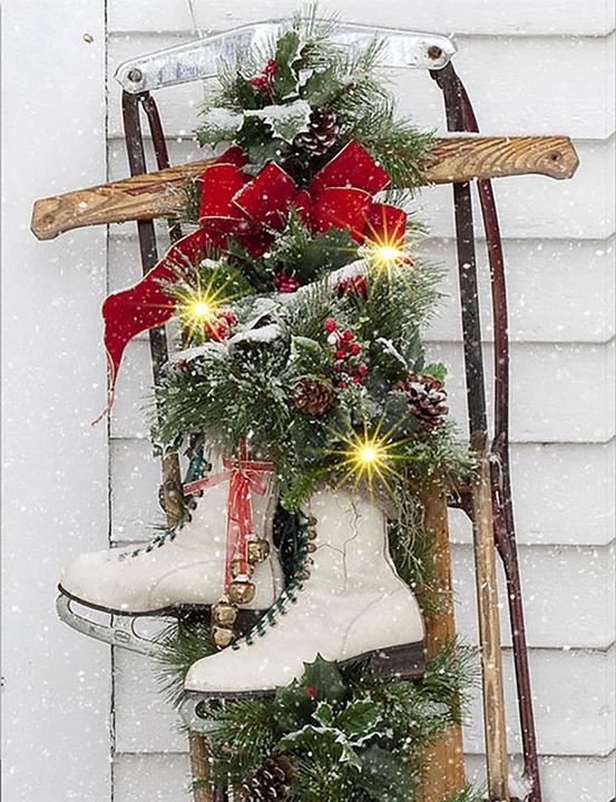 Image du produit GuGus Tableau LED en toile Motifs : luge/patins à glace 3 LED (30 x 2 x 40 cm)