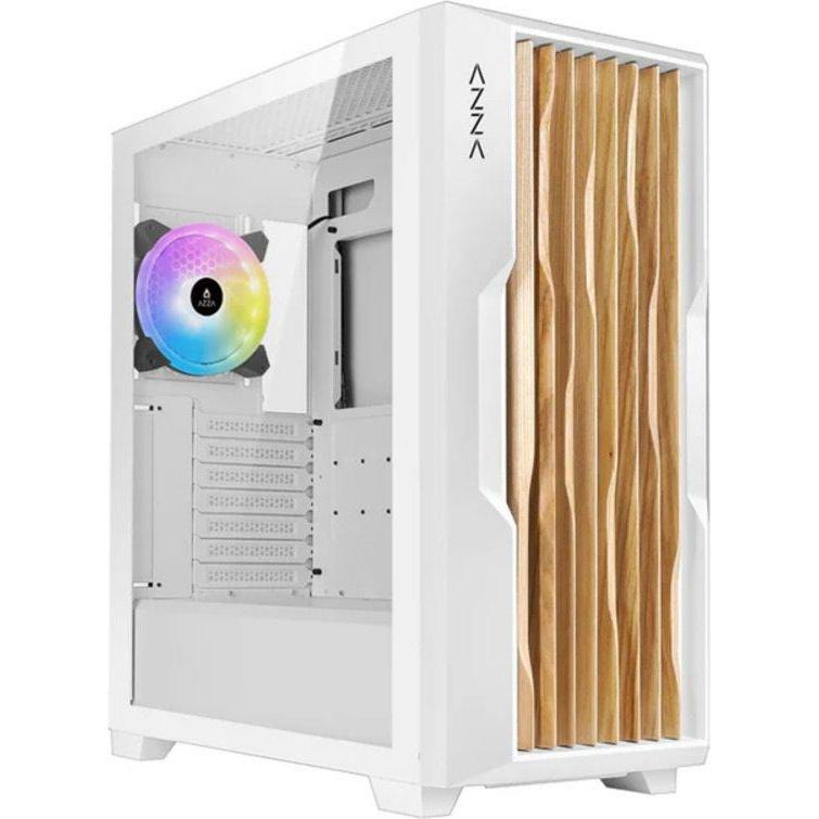 Azza Guardian 520WW GAMING Miditower Weiss RGB Holzgitter retail (ITX, mATX, ATX), PC Gehäuse, Weiss