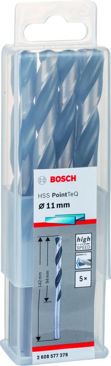 Produktbild Bosch Professional Zubehör Metallspiralbohrer HSS PointTeQ, DIN 338, 11,0 mm, 5er-Pack (11 mm)