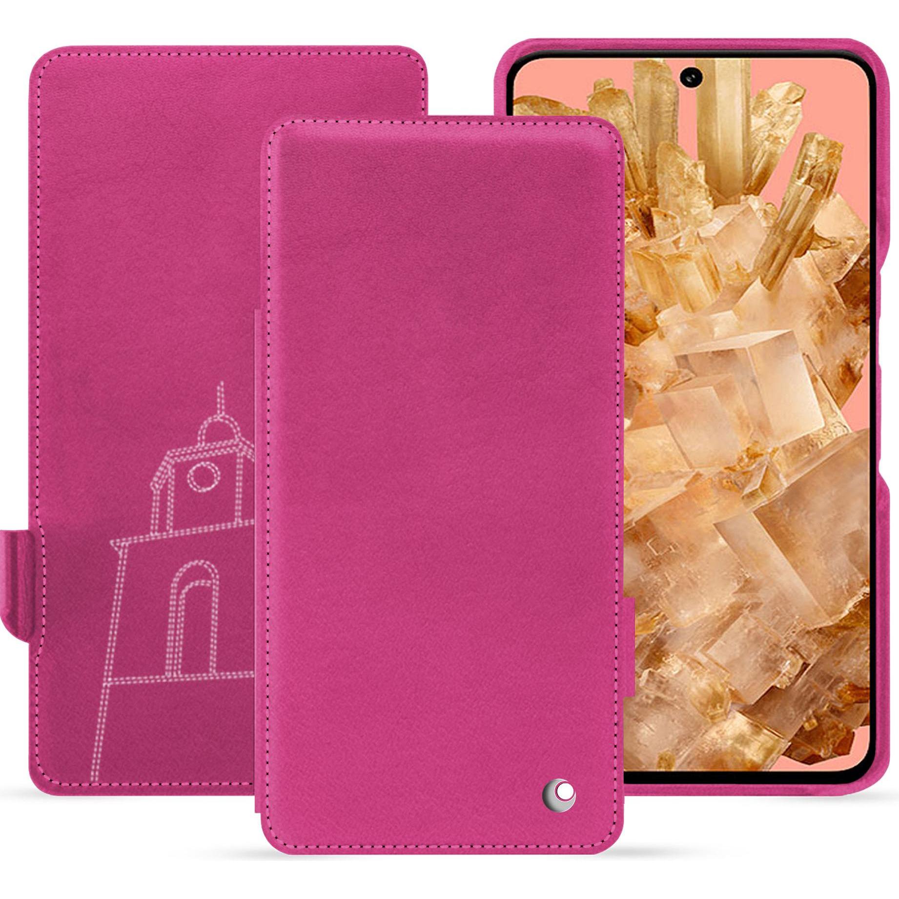 Noreve Lederschutzhülle horizontal (Google Pixel 8), Smartphone Hülle, Rosa