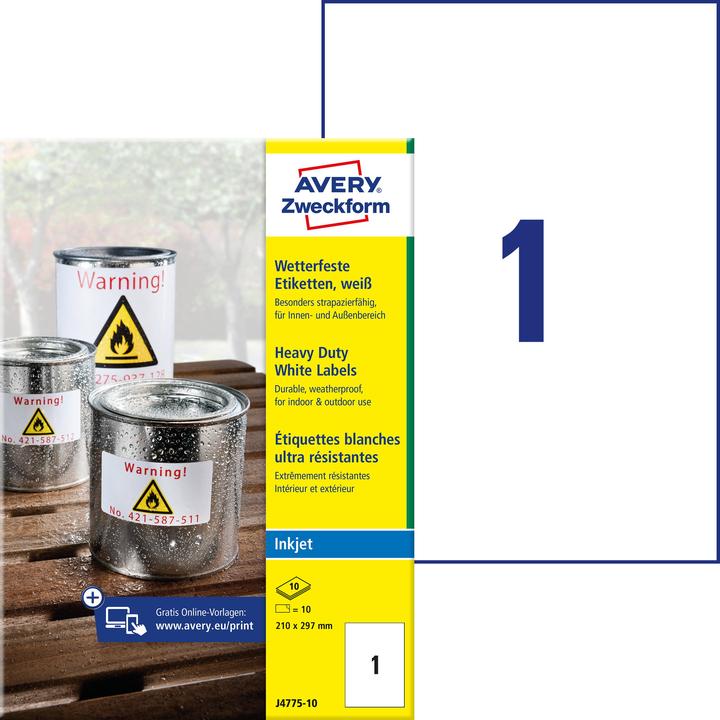 Actual product image Avery weatherproof and durable inkjet labels