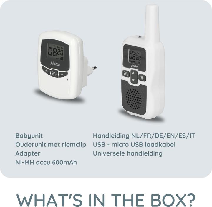 Produktbild Alecto Baby DBX-80 - Babyphone mit Reichweite von bis zu 3.000 Metern, weiss/anthrazit (Babyphone Audio, 3000 m)