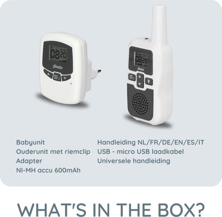 Produktbild Alecto Baby DBX-80 - Babyphone mit Reichweite von bis zu 3.000 Metern, weiss/anthrazit (Babyphone Audio, 3000 m)
