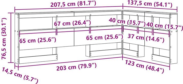 Image du produit vidaXL Aufbewahrungskopfteil (137.50 x 207.50 x 76.50 cm)
