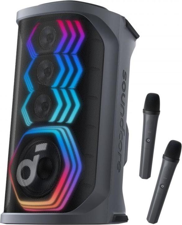 Actual product image Anker IPX4, Dynamische Lichteffekte, inkl. 2 Mikrofone & bis zu 12 Stunden Wiedergabe Rave 3s Black (Rechargeable battery operated)
