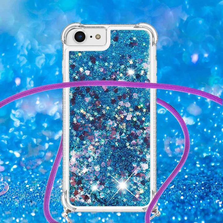 Immagine prodotto Cover-Discount iPhone SE / 8 / 7 - custodia glitterata con cordino blu (Apple iPhone 7, Apple iPhone 8)