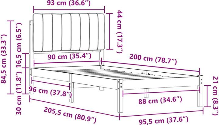 Produktbild vidaXL Bettrahmen (90 x 200 cm)